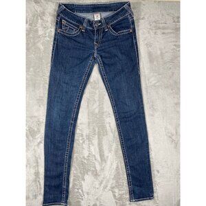 True Religion Women’s Jeans Size 30 Made in USA Low-Rise Skinny Dark Wash Denim